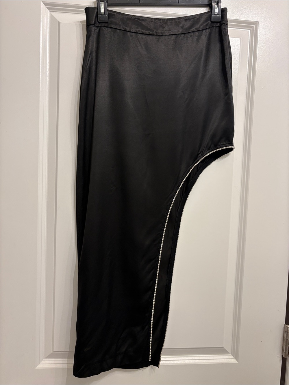 Zara Black Asymmetrical Skirt with Rhinestone Side Trim